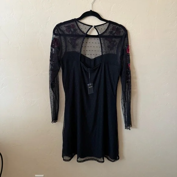Hollister Black Mesh Floral Dress – Size Large, NWT - Picture 5 of 9